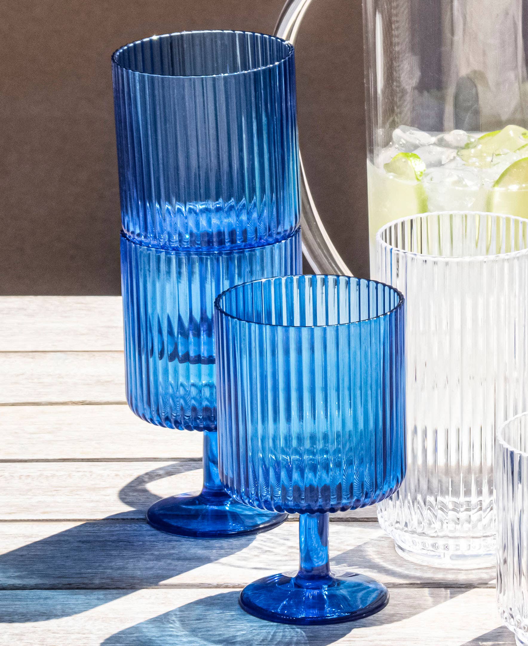 Mesa Stacking Acrylic Wine Goblet, Cobalt Blue