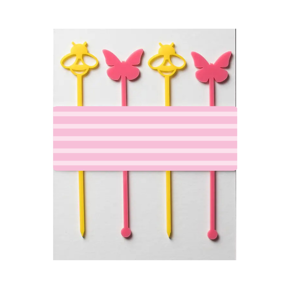 Bees & Butterflies Acrylic Drink Stirrers, Set of 4