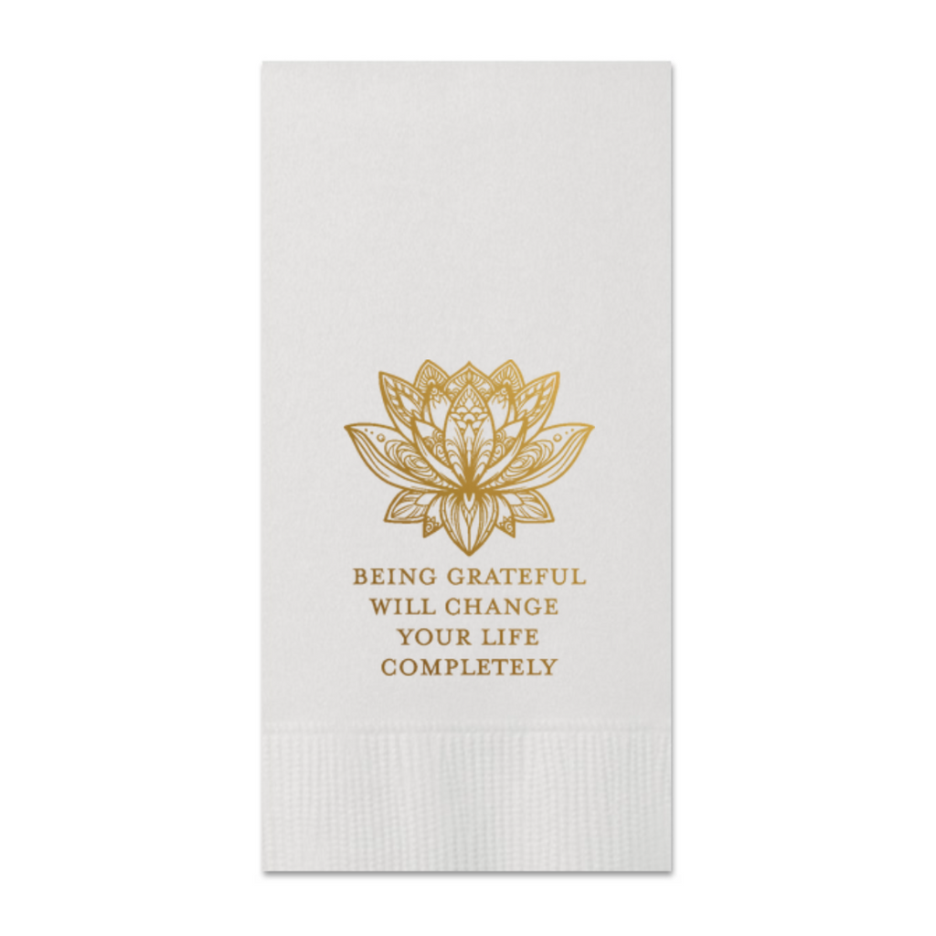 Being Grateful Holographic Gold Foil Paper Guest Towels, Pack of 20 | Thanksgiving Guest Towels