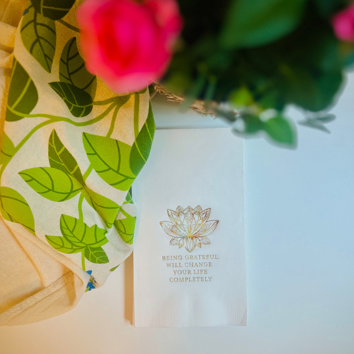 Being Grateful Holographic Gold Foil Paper Guest Towels, Pack of 20 | Thanksgiving Guest Towels