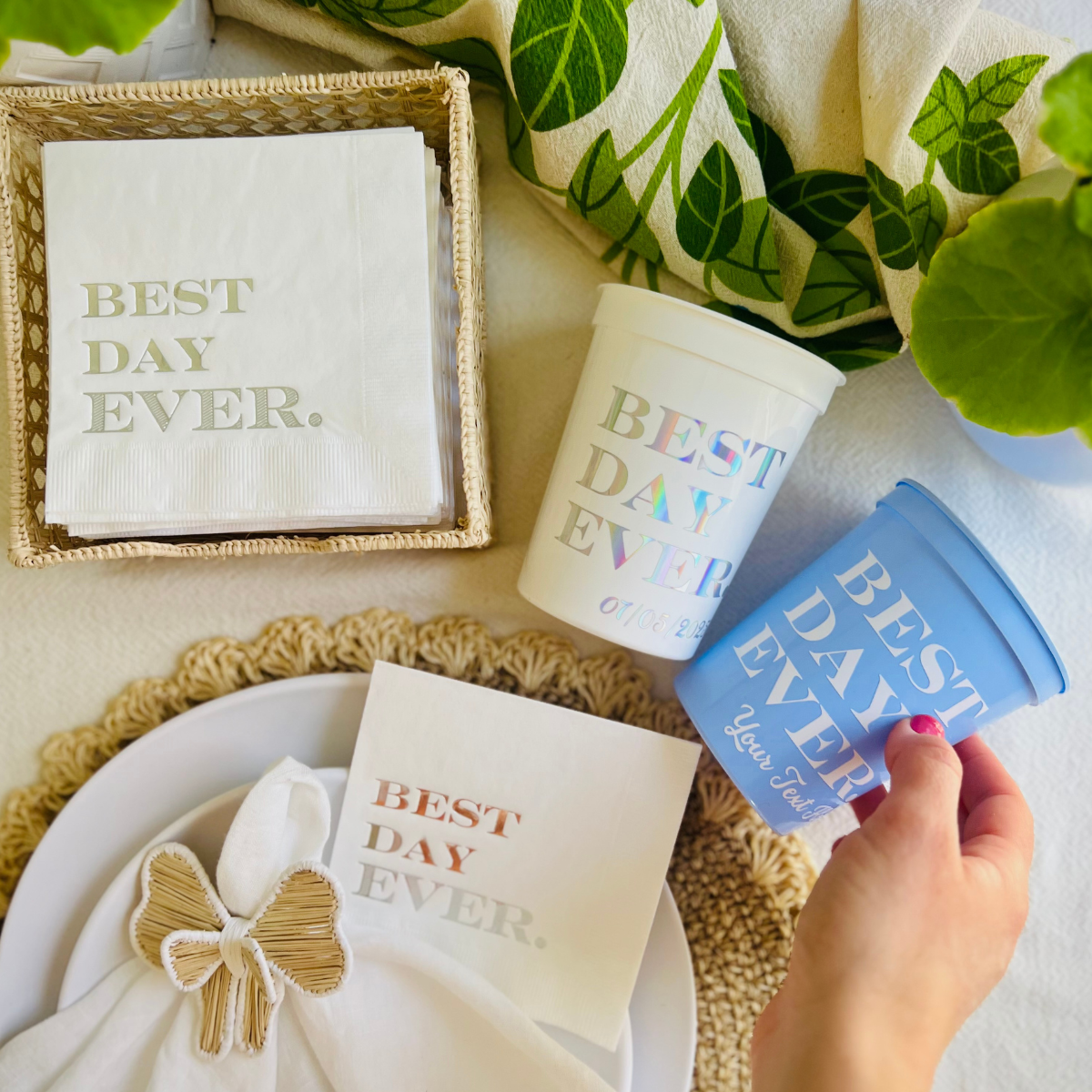 Best Day Ever Customizable Stadium Wedding Cups | Best Day Ever Décor