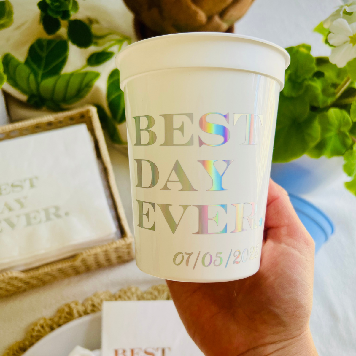 Best Day Ever Customizable Stadium Wedding Cups | Best Day Ever Décor