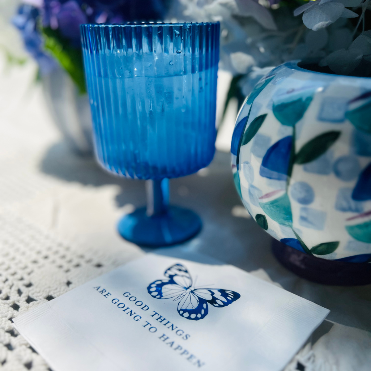 Mesa Stacking Acrylic Wine Goblet, Cobalt Blue