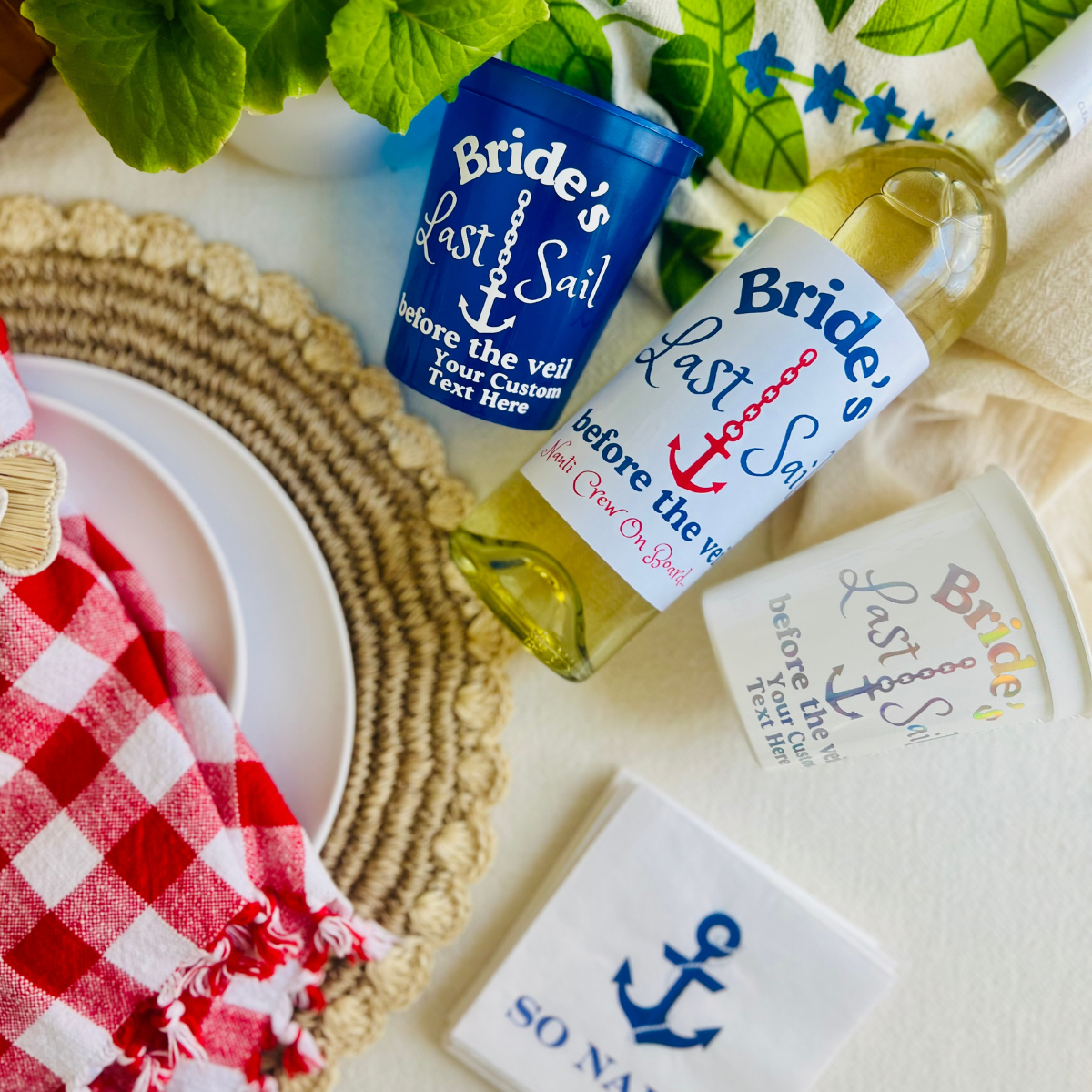 Bride's Last Sail Before The Veil Customizable Large Wine Label | Last Sail Before The Veil Bachelorette