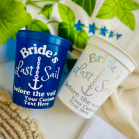 Bride's Last Sail Before The Veil Customizable Stadium Cups | Last Sail Bachelorette Theme