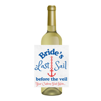 Bride's Last Sail Before The Veil Customizable Large Wine Label | Last Sail Before The Veil Bachelorette