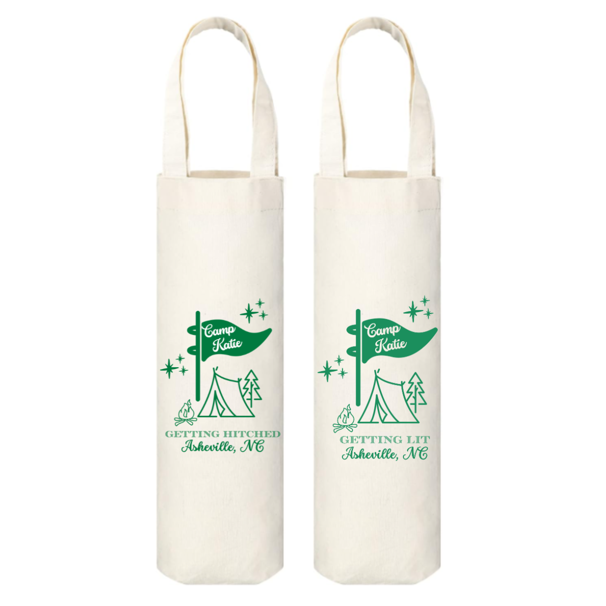 Camp Bachelorette Customizable Canvas Wine Bag | Last Trail Before The Veil Bachelorette