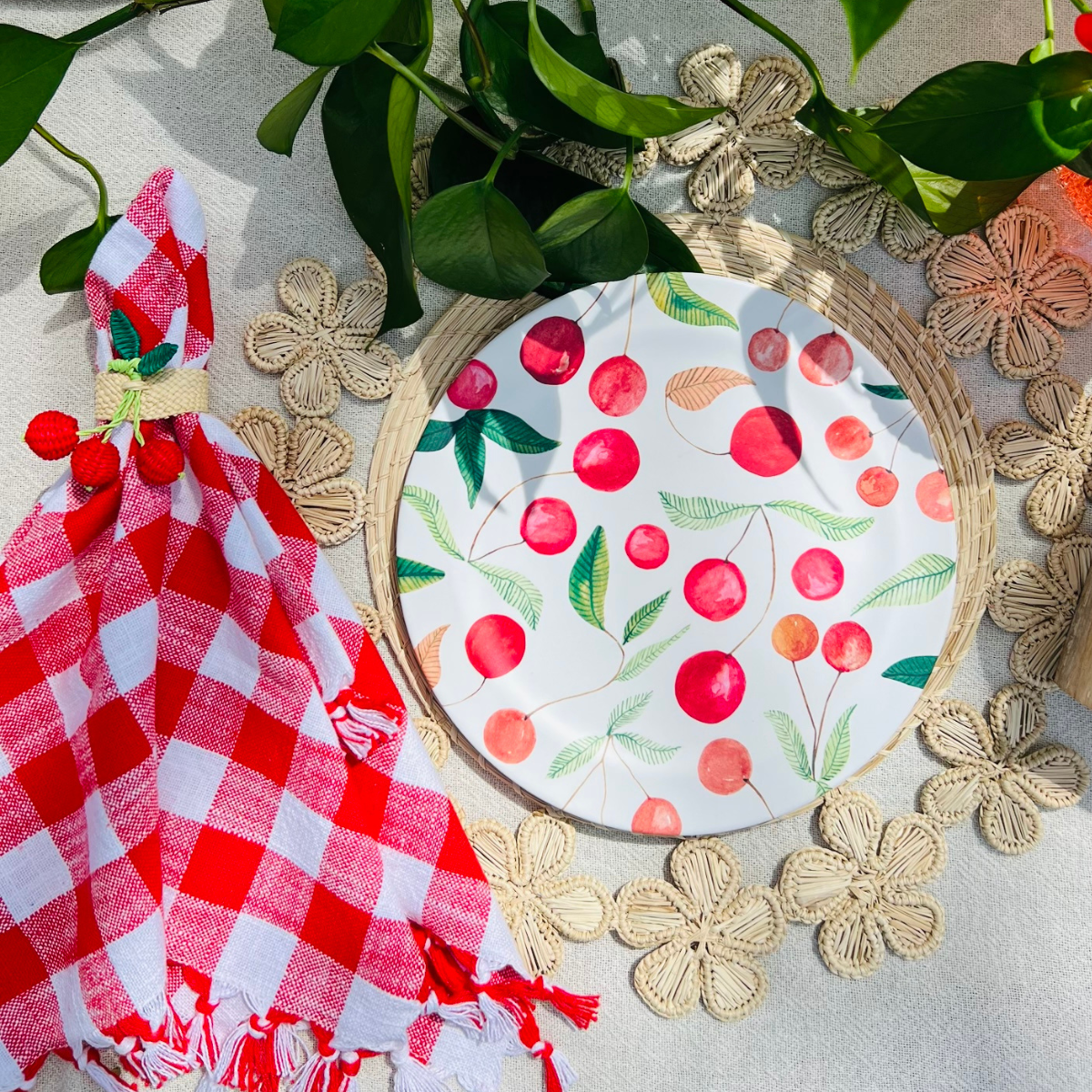 Handwoven Cherry Napkin Ring | Tying The Knot Cherry Theme