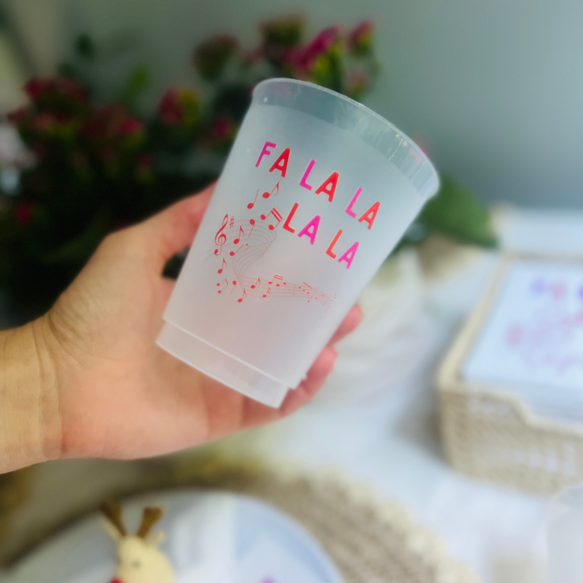 Fa La La 16oz Holiday Frost Flex Drinking Cups | Christmas Cups
