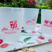 Gettin' Hitched Frosted Drinking Cup For Country Western Bachelorettes, 16oz