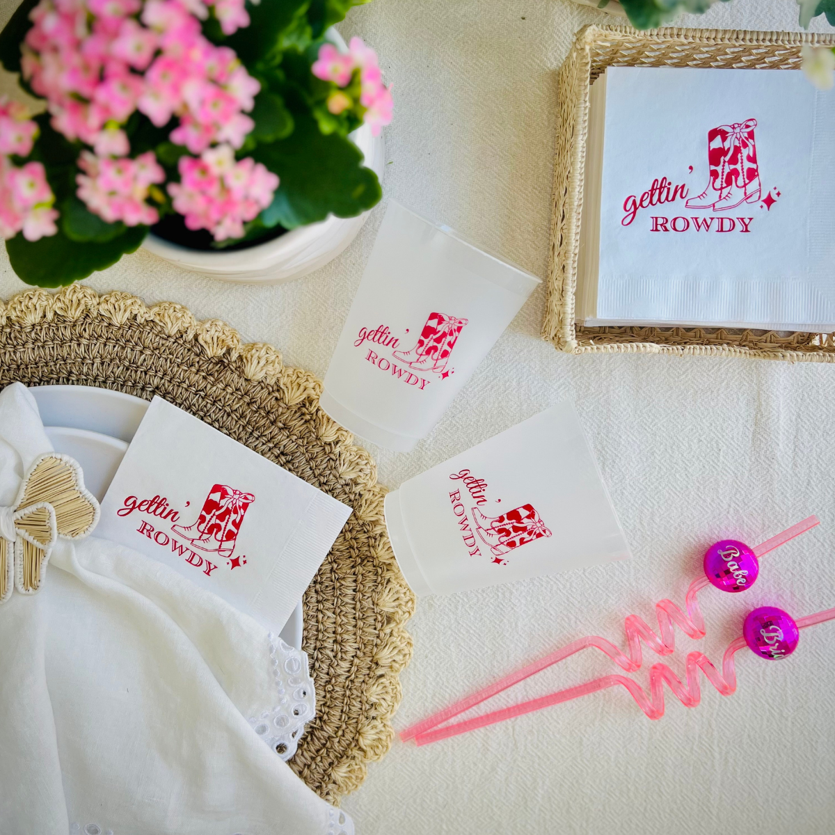 Gettin' Rowdy Cocktail Paper Beverage Napkins For Country Western Bachelorettes