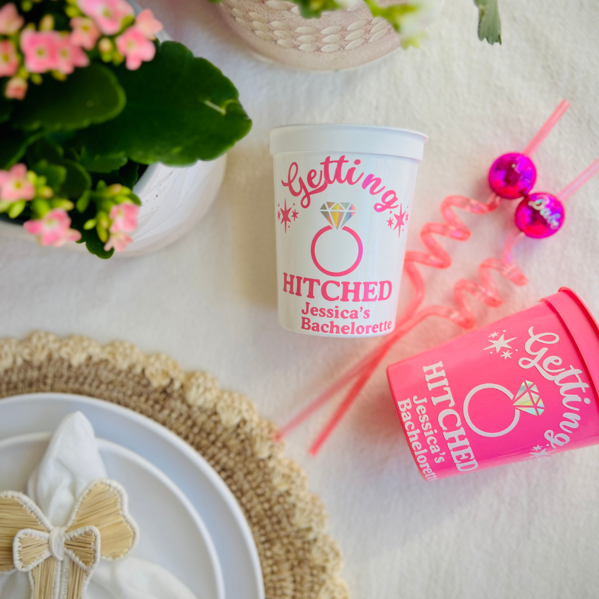Getting Hitched Disco Cowgirl Customizable Stadium Cup | Last Rodeo Bachelorette | Bride's Last Ride
