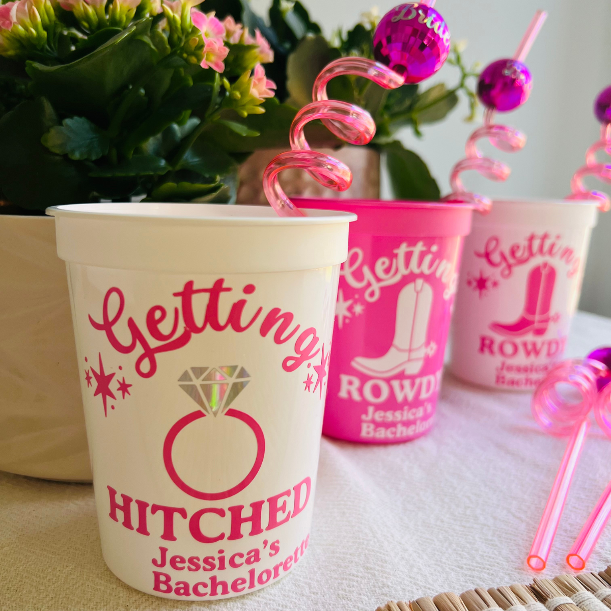 Getting Hitched Disco Cowgirl Customizable Stadium Cup | Last Rodeo Bachelorette | Bride's Last Ride