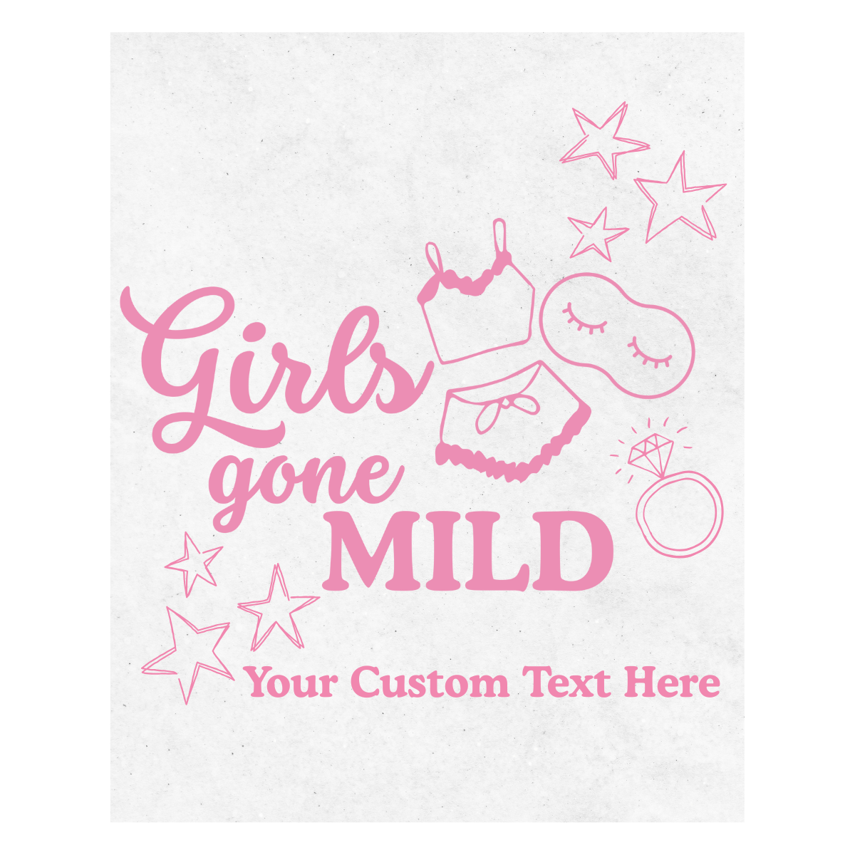 Girls Gone Mild Large Wine Label, Pink Font