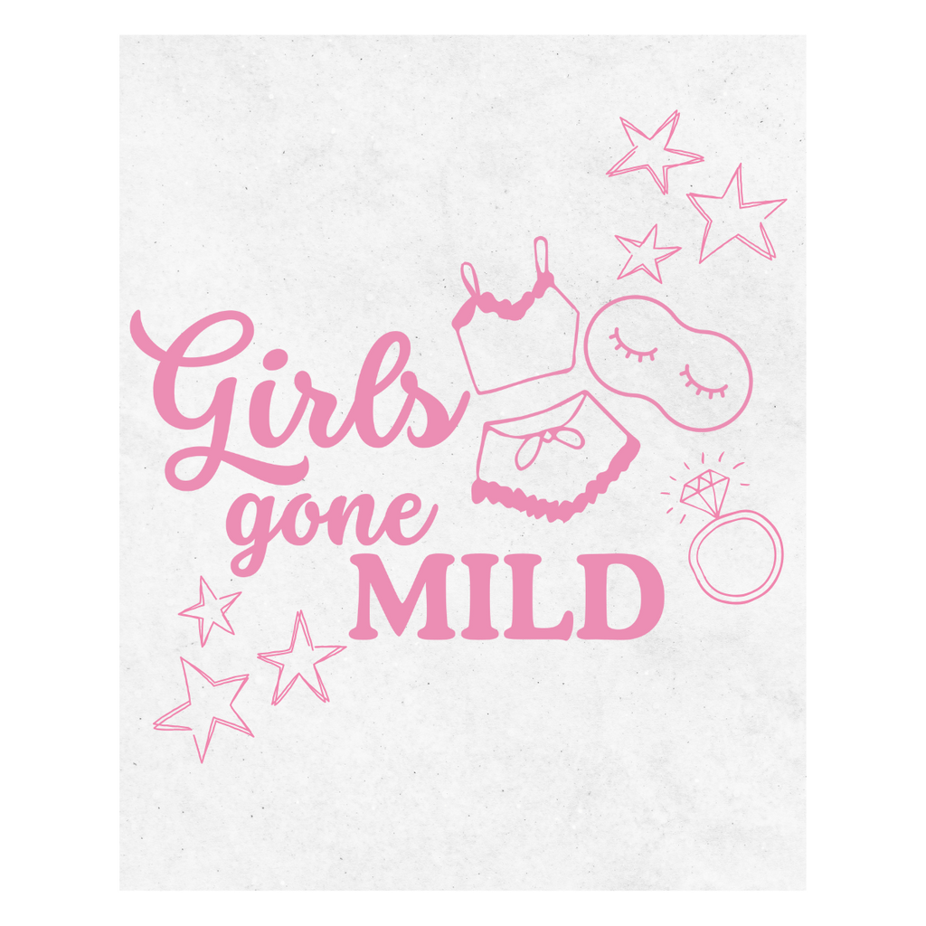 Girls Gone Mild Large Wine Label, Pink Font
