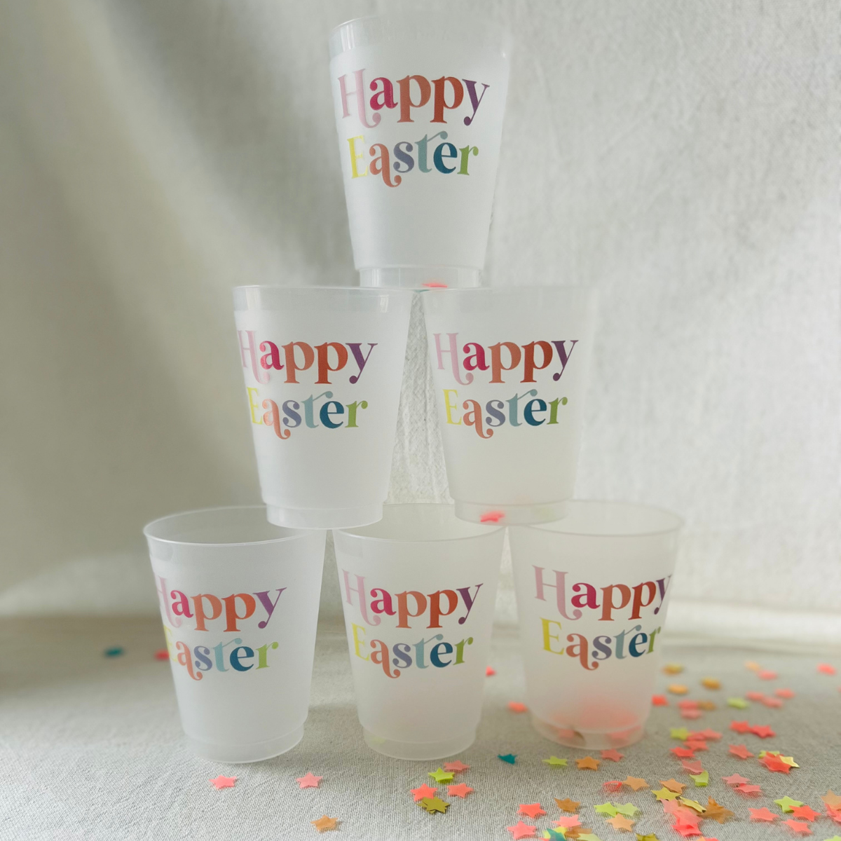 Happy Easter Fun & Colorful Frosted Drinking Cups, Set of 6