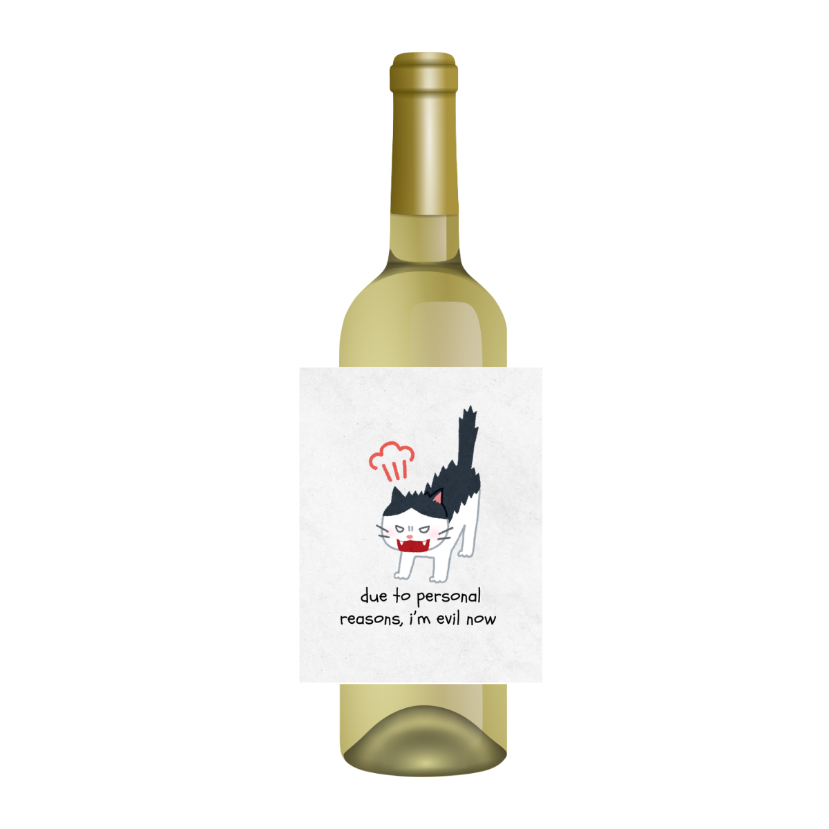 Due To Personal Reasons, I'm Evil Now Large Wine Label