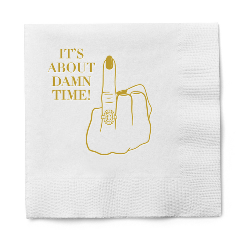 It's About Damn Time Cocktail Paper Beverage Napkins, Gold