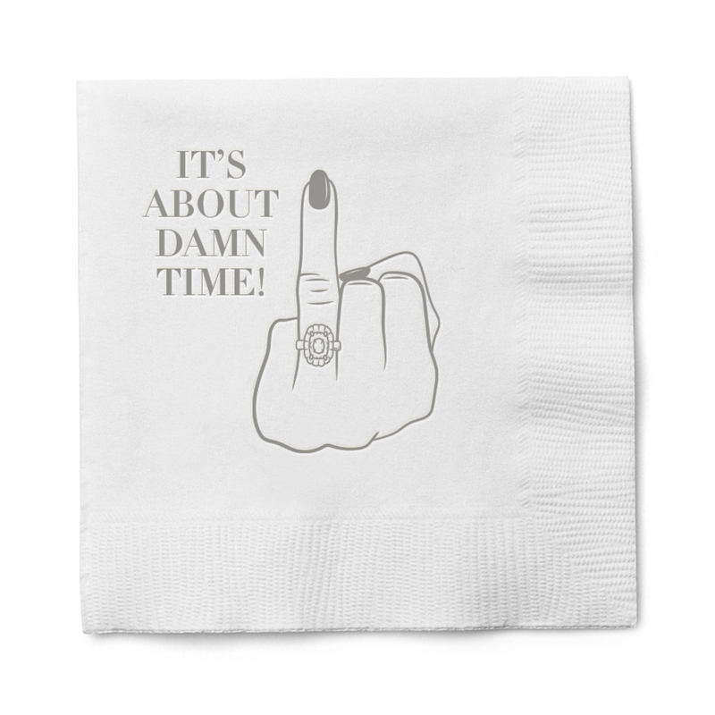 It's About Damn Time Cocktail Paper Beverage Napkins, Silver