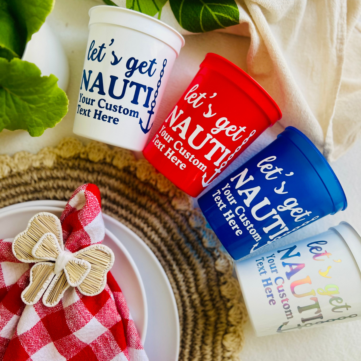Let's Get Nauti Customizable Stadium Cups | Let's Get Nauti Bachelorette | Bride's Last Sail