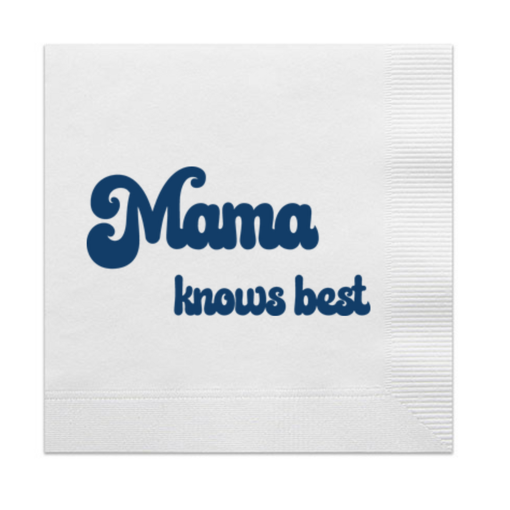 Mama Knows Best Cocktail Paper Beverage Napkins, Navy
