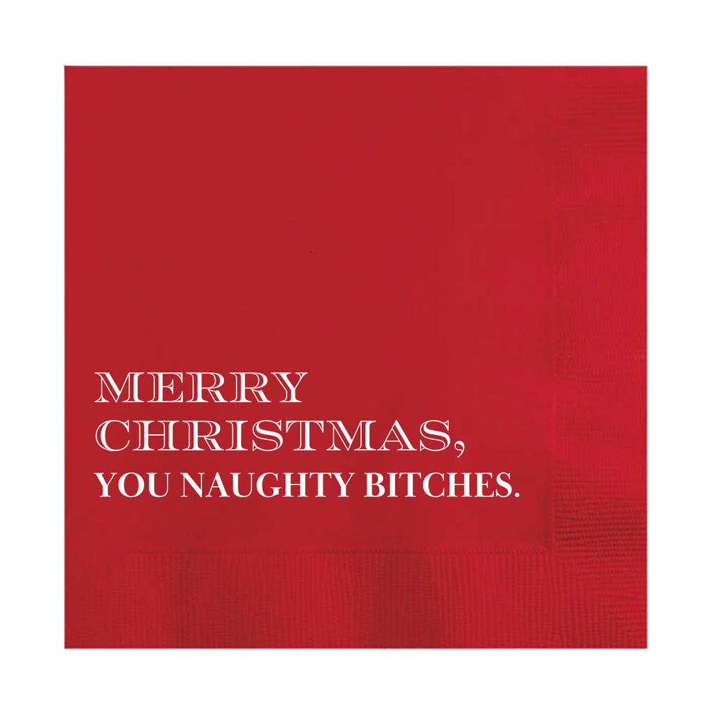 Merry Christmas, You Naughty Bitches Holiday Cocktail Paper Napkins | Christmas Party Décor | Fun Christmas Napkins