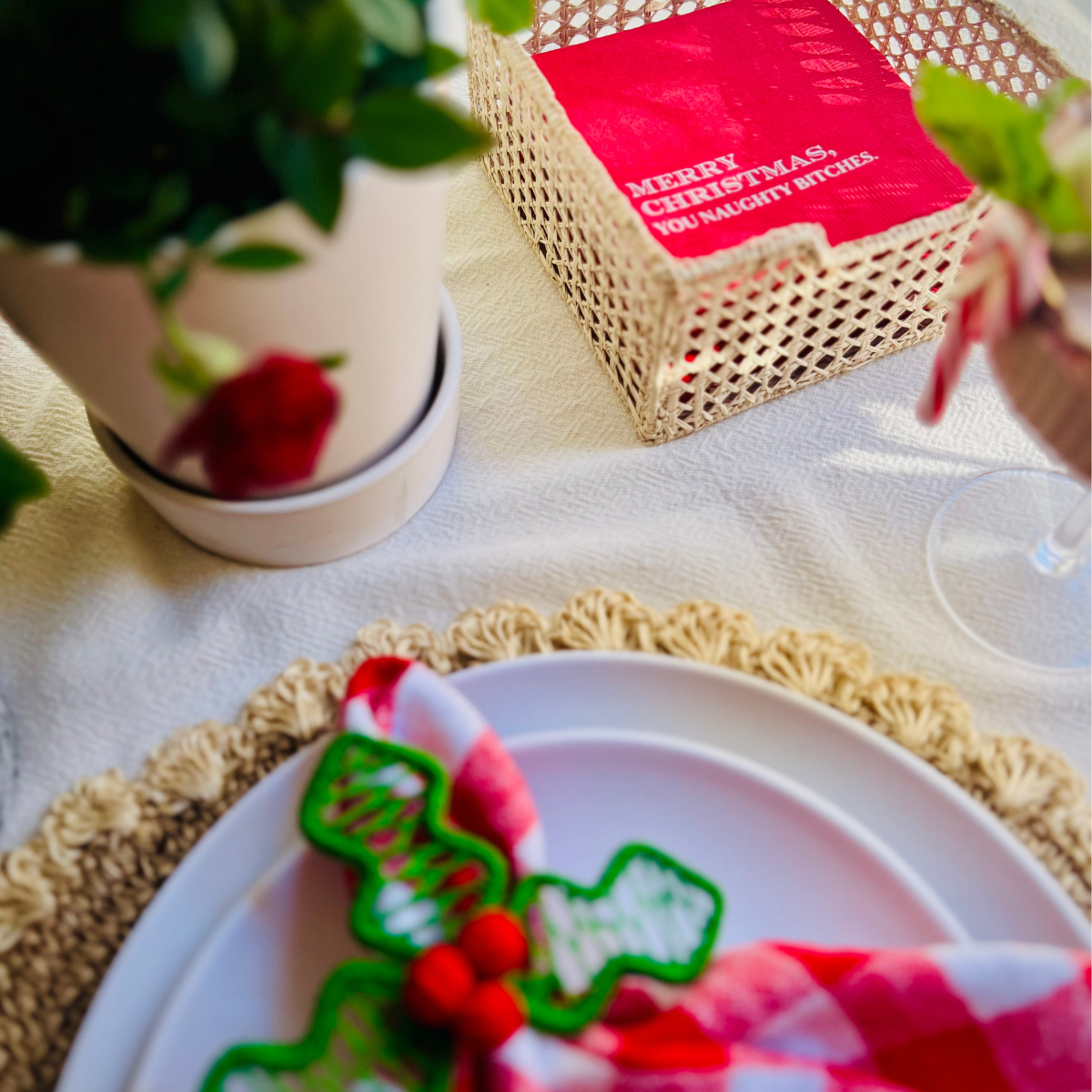 Merry Christmas, You Naughty Bitches Holiday Cocktail Paper Napkins | Christmas Party Décor | Fun Christmas Napkins