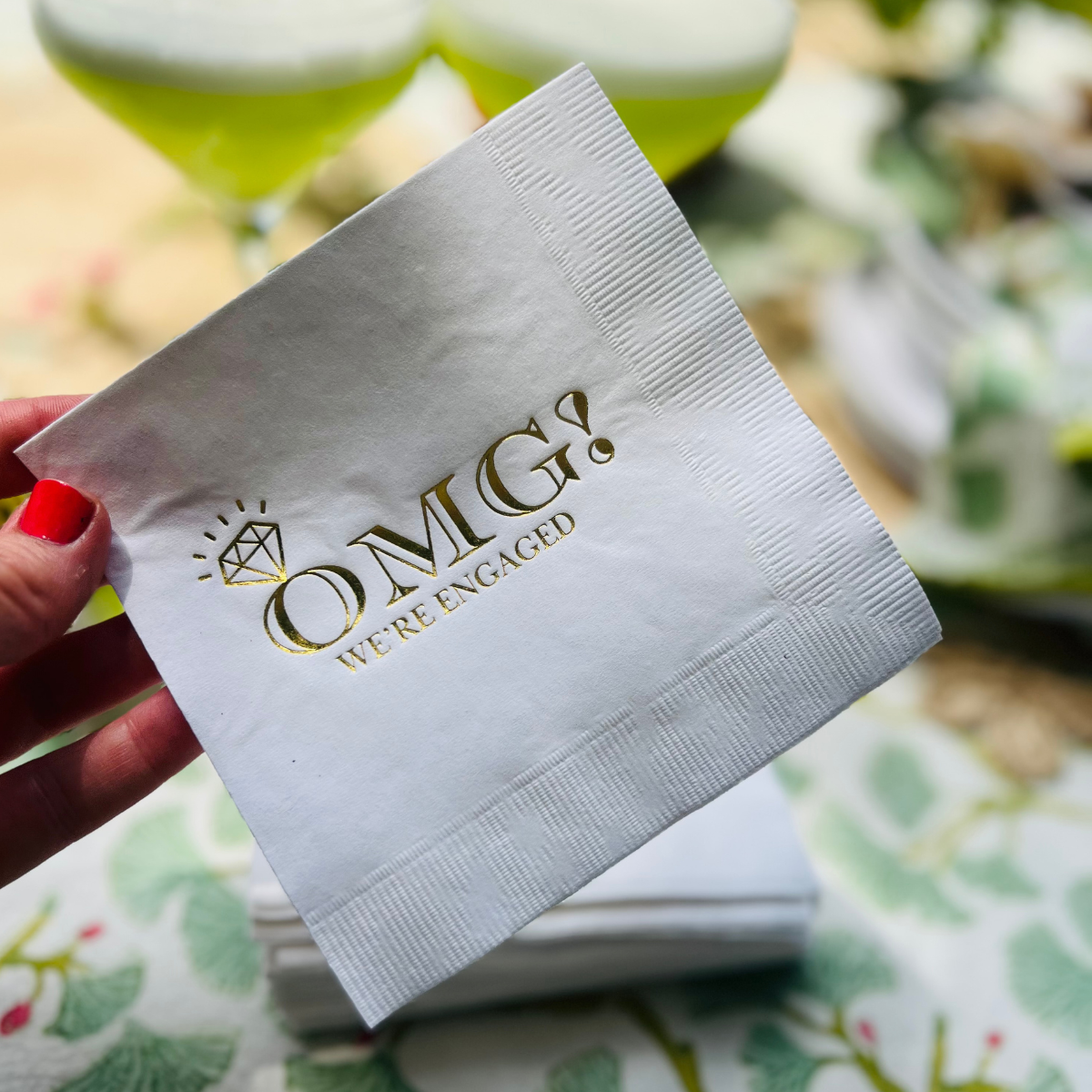 OMG! We're Engaged Cocktail Paper Beverage Napkins, Gold