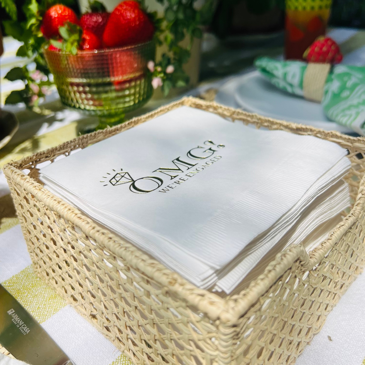 OMG! We're Engaged Cocktail Paper Beverage Napkins, Gold