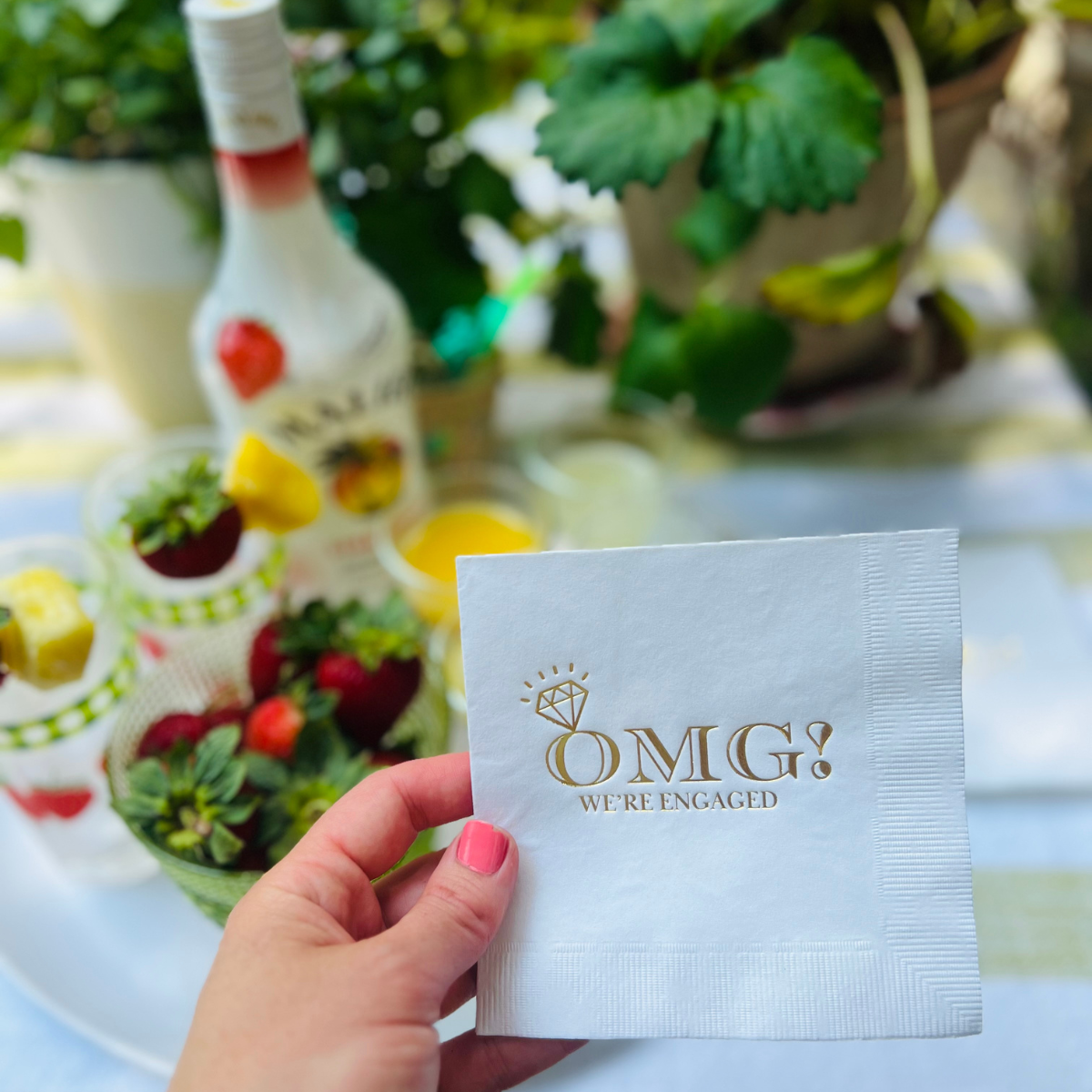 OMG! We're Engaged Cocktail Paper Beverage Napkins, Gold