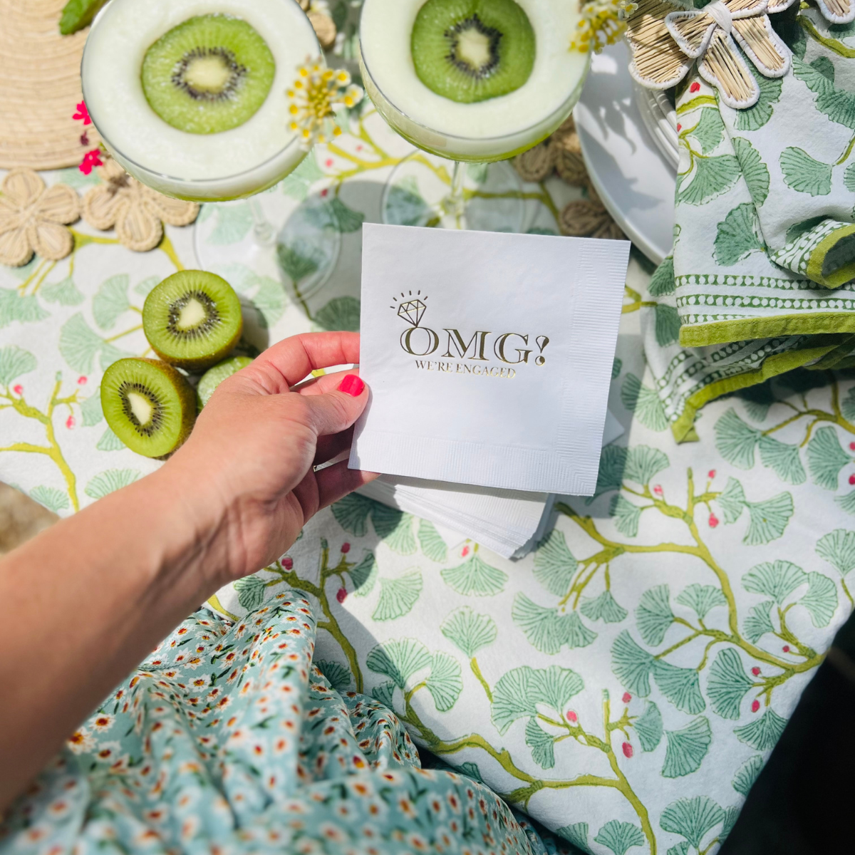 OMG! We're Engaged Cocktail Paper Beverage Napkins, Gold