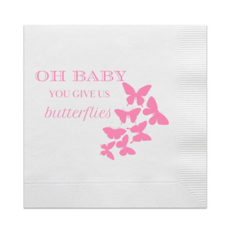 Oh Baby You Give Us Butterflies Cocktail Paper Beverage Napkins