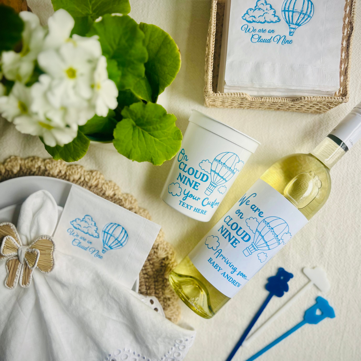 On Cloud Nine Baby Shower Cups | Customizable Baby Shower Cups | We Are On Cloud Nine Theme