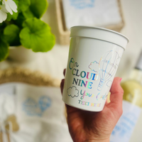 On Cloud Nine Baby Shower Cups | Customizable Baby Shower Cups | We Are On Cloud Nine Theme