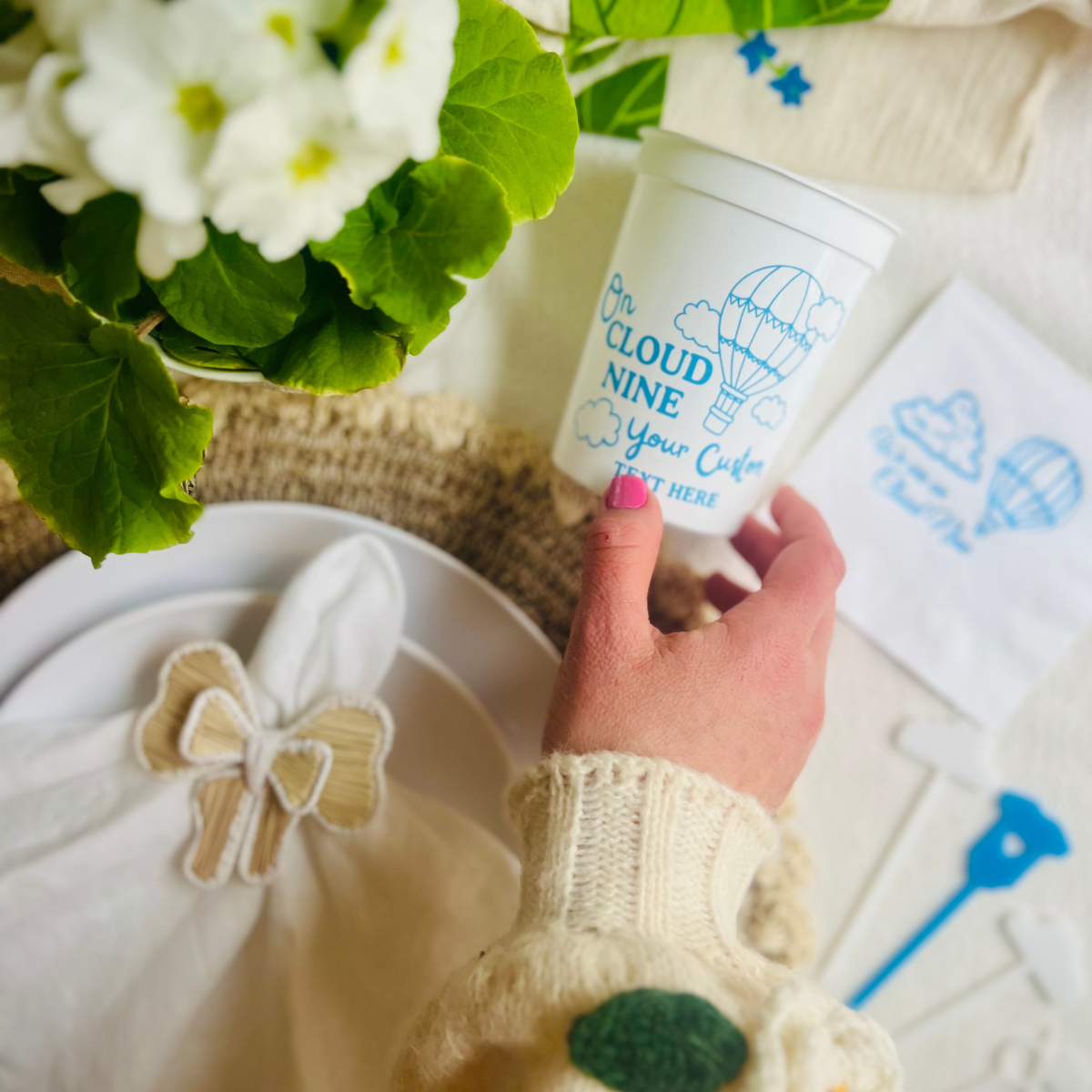 On Cloud Nine Baby Shower Cups | Customizable Baby Shower Cups | We Are On Cloud Nine Theme
