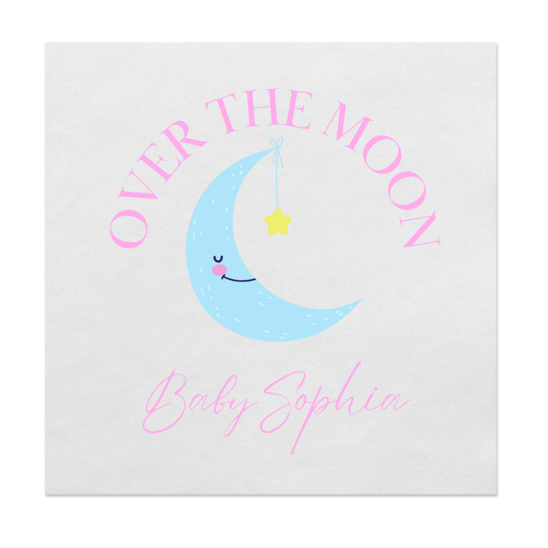 Over The Moon Baby Shower Customizable Cocktail Paper Beverage Napkins