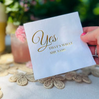 Yes That's What She Said Engagement Cocktail Paper Beverage Napkins, Gold
