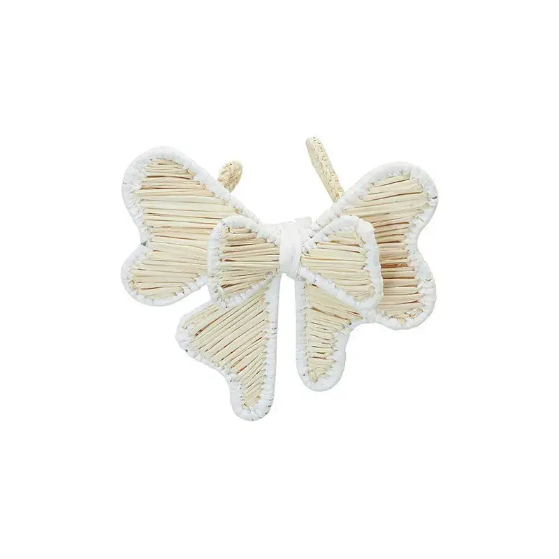Handwoven Bow Napkin Ring with White Trim