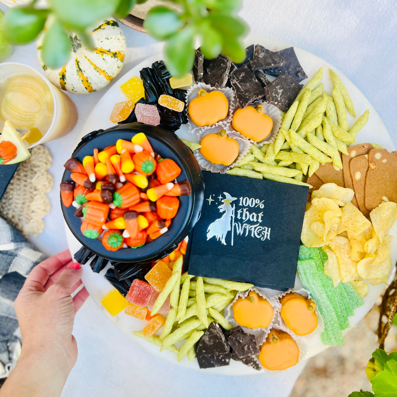 100% That Witch Halloween Cocktail Paper Beverage Napkins, Silver Font