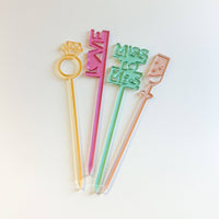 Bridal Shower Acrylic Drink Stirrers, Set of 4