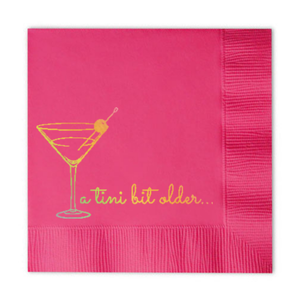 A Tini Bit Older Birthday Cocktail Paper Beverage Napkin | Tinis & Weenies Birthday Décor