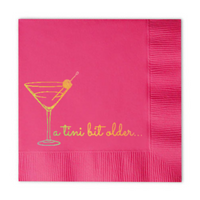 A Tini Bit Older Birthday Cocktail Paper Beverage Napkin | Tinis & Weenies Birthday Décor