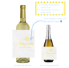 Two wine bottles with personalized labels for a baby shower, one for Bordeaux wine and one for mini champagne.