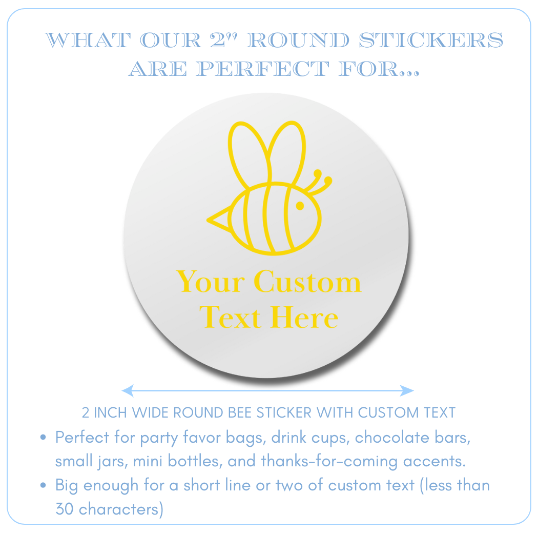 Personalized "A Little Honey Is On The Way" Bee Baby Shower Stickers For Party Favors & Gift Bags | Custom Name | Multiple Sizes Available