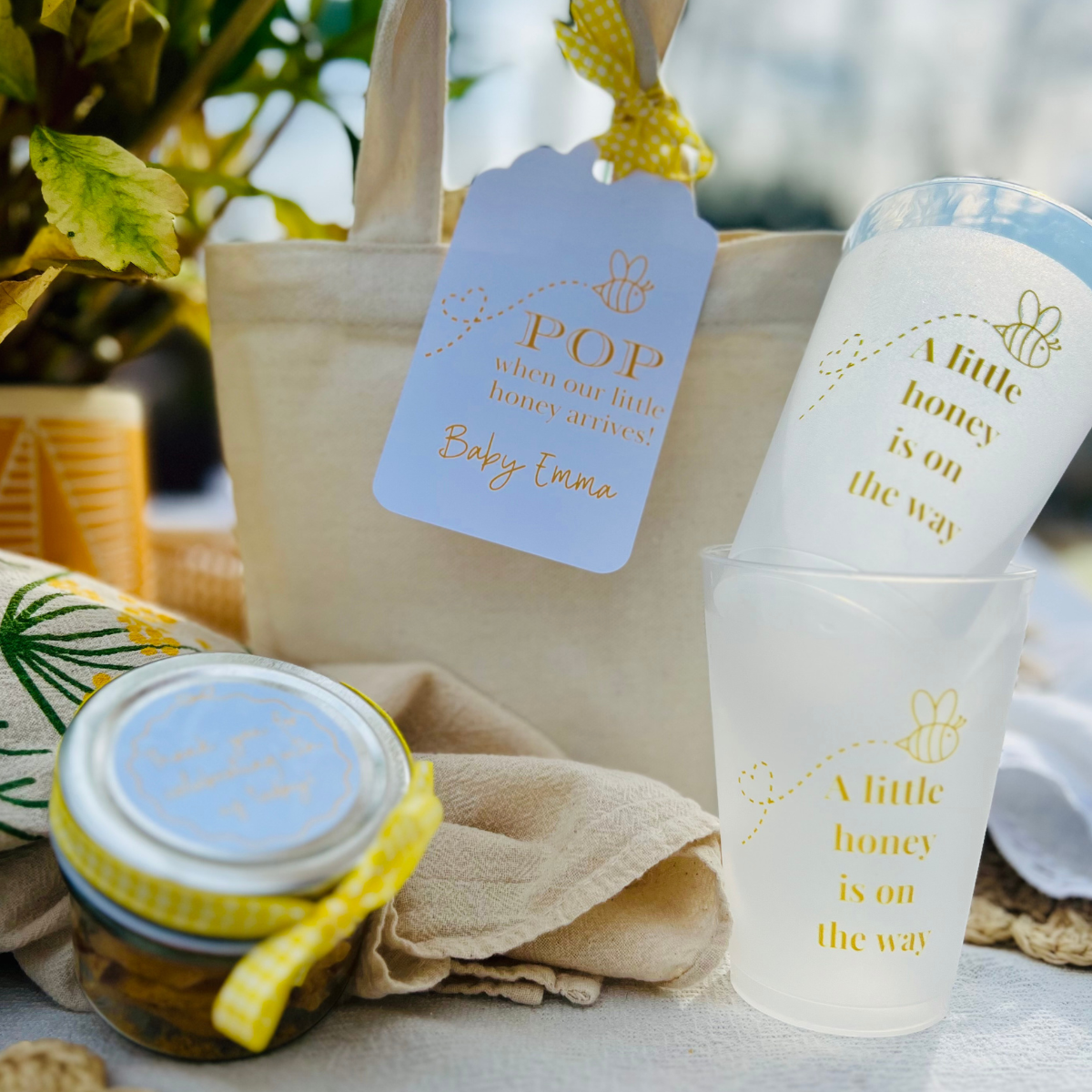 A Little Honey Is On The Way 12oz Frost Flex Cups | Winnie the Pooh Baby Shower Party Cups