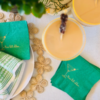 A Tini Bit Older Birthday Holographic Cocktail Paper Napkins, Green | Tinis & Weenies Party Décor