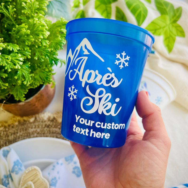 Après Ski Mountain Customizable Stadium Cups | Mountain Weekend | Ski Trip Party Favors