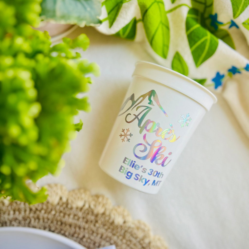 Après Ski Mountain Customizable Stadium Cups | Mountain Weekend | Ski Trip Party Favors