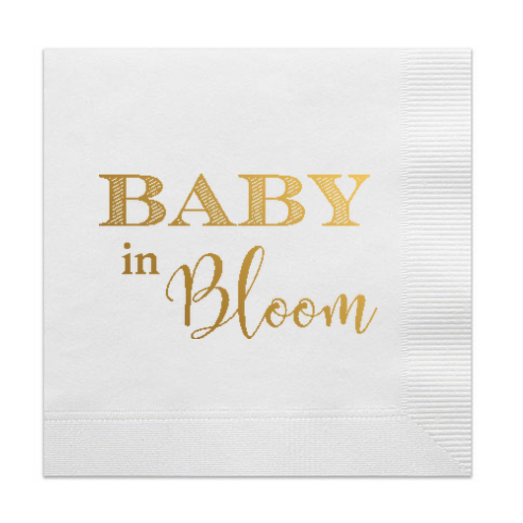 Baby In Bloom Baby Shower Holographic Cocktail Paper Napkins | Boho Baby Shower Napkins