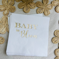 Baby In Bloom Baby Shower Holographic Cocktail Paper Napkins | Boho Baby Shower Napkins